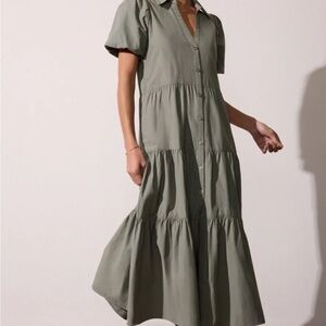 Brochu Walker Havana Dress Agave Sage Green Button-Up Dress Large
